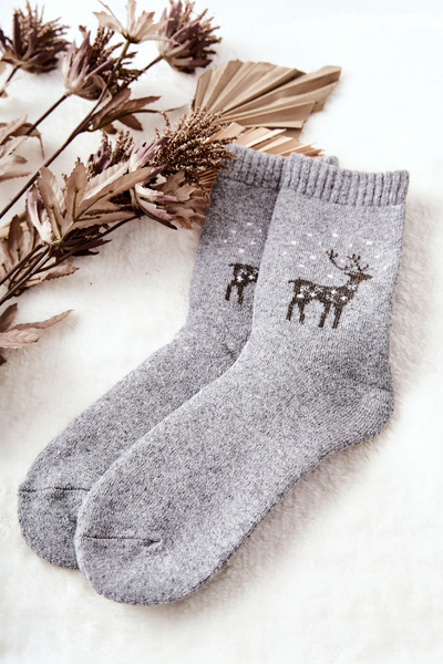 Warm Socks with Reindeer Cosas Light grey