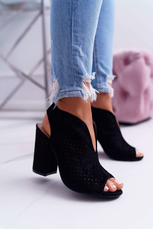 Women's Peep Toe Sandals Black Nevienna