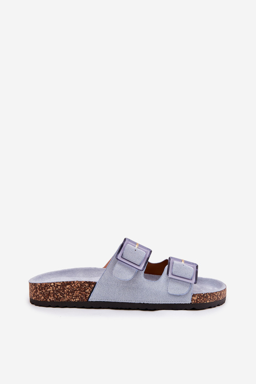 Women's sandals with buckles on cork sole blue Sercele