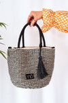 Braided Handbag NOBO XK0380 Black-Beige