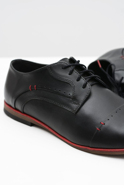 Eleganckie Męskie Czarne Skórzane Półbuty Isacco