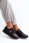 Black Women's Leather Platform Sneakers Pernalia