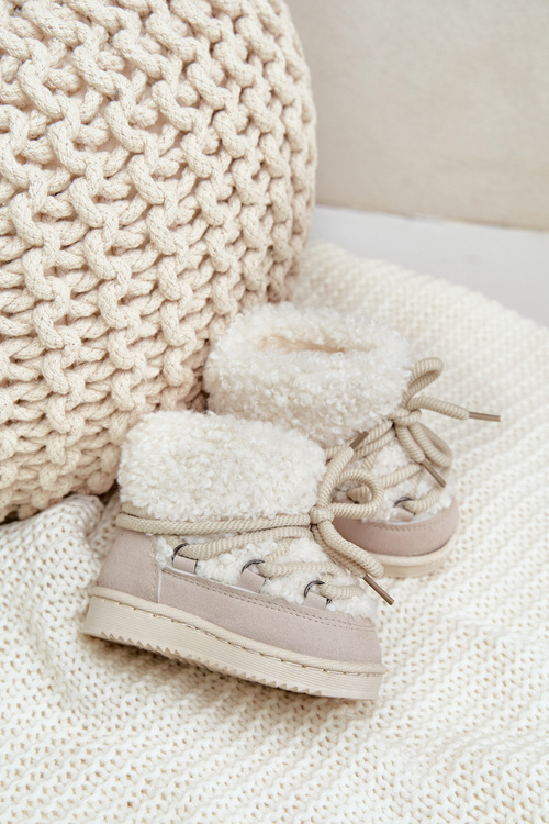 Children's Warm Lace-up Snow Boots Asija Beige