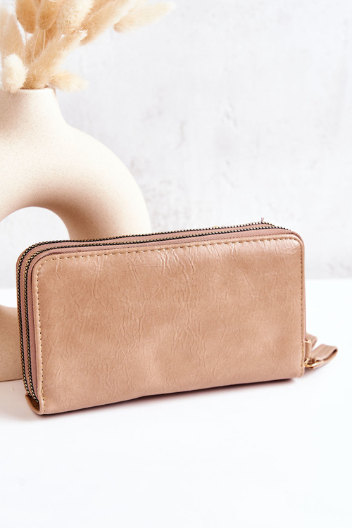 Portfel Torebka 2w1 Na Suwak Beżowy Leonore