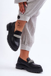Decorated Massive Leather Moccasins Black Aricka