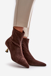 Women's Stiletto Boots Eco Suede With Pointed Toes Brown Irithare