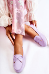 Women's Leather Loafers With A Bow Violet Aurila
