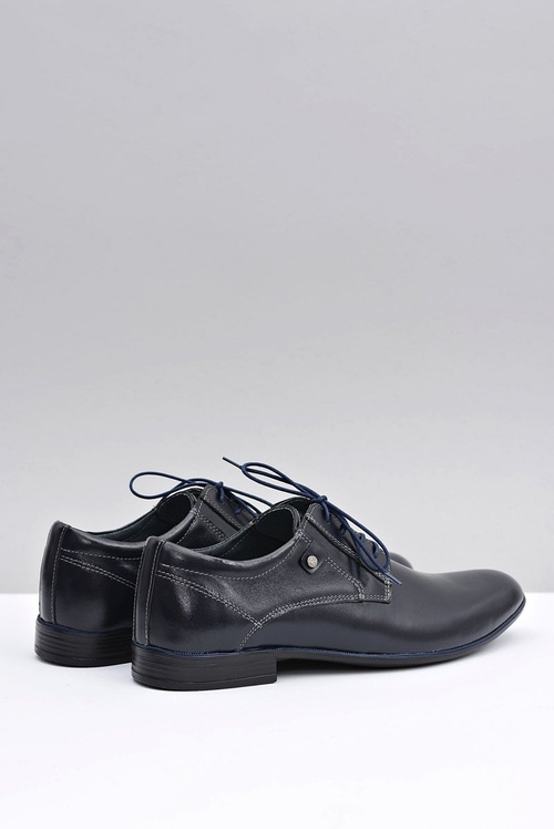 Navy Blue Leather Elegant Massimiliano Half Boots