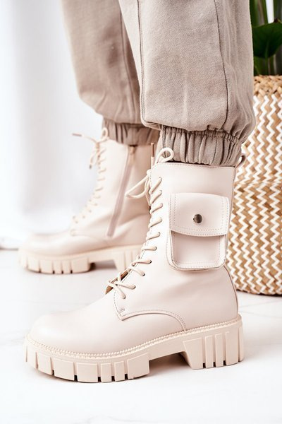 Insulated Boots With A Pocket Beige Awesome
