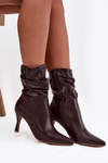 Women's ankle boots on heel with wrinkled shaft zipper chocolate Ulisse