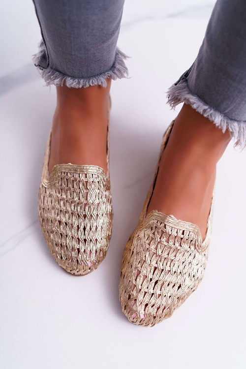 Lu Boo Women's Braided Ballerinas Gold 4Ever
