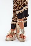 Women's Sandals On Platform And Wedge Eco Leather Gold Tenzorus