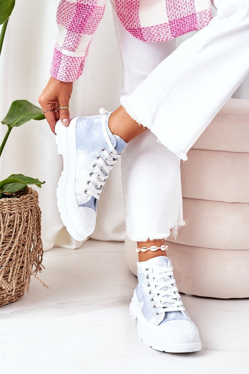 High Sneakers On A Chunky Sole Blue With Tie-Dye Effect Trissy