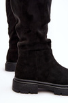 Women's Quilted Knee-High Boots Black Heliofa