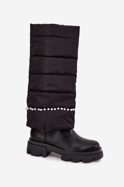 Women's insulated boots with beads Black Irvette