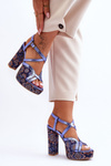 Leather Heels Sandals Maciejka 06084-17 Navy Blue