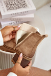 Women's Insulated Heeled Boots Eco Suede Beige Irissinae
