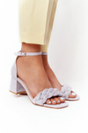 Suede High Heel Sandals Grey Long Island