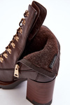 Heeled Lace-Up Boots Brown Lathia