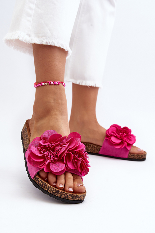 Klapki Damskie Kwiaty Fuksja Lulania CK290P