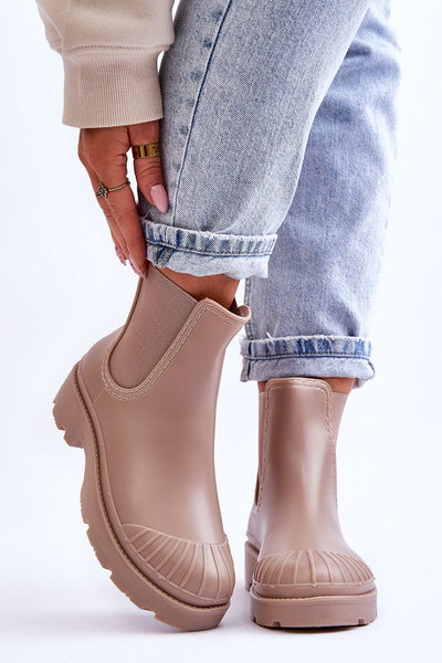 Slip-on Rubber Boots Jodhpur Boots Beige Carme