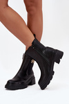 Women's ankle boots with gold detail insulated black Serene