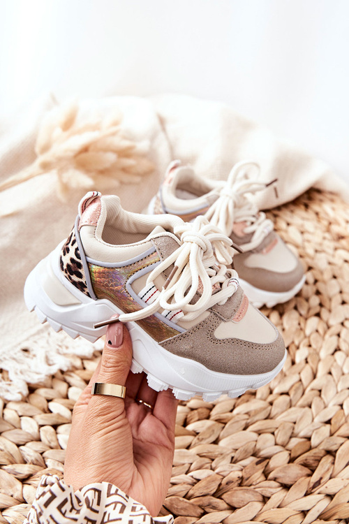 Dziecięce Sportowe Buty Sneakersy Beżowe Rommie