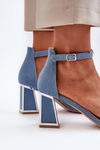 Denim Sandals with Heel Blue Pholia