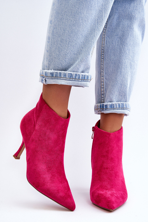 Women's Suede Boots On Heel Fuchsia Merisa