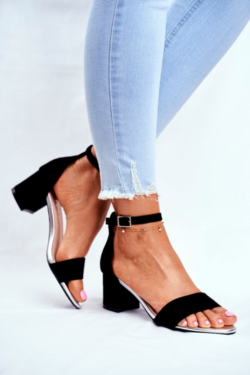 Suede Sandals On A Bar Sergio Leone SK839 Black-Silver