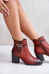 Women's Heeled Ankle Boots with Insulation and Strap Brown Zinithia