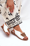 Womens Sandals On Flat Heel With Decoration White Setorina