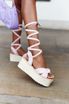 Lace-up Sandals On A Braided Platform Purple La Palma