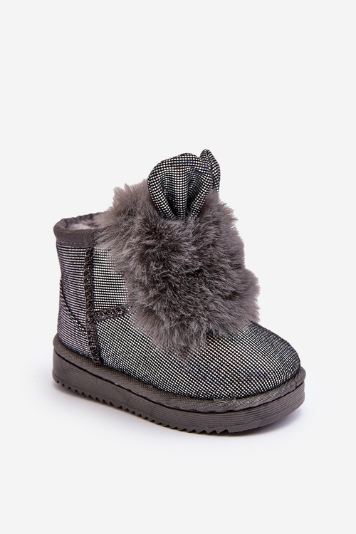 Children's snow boots with fur lining and ear details gray Betty