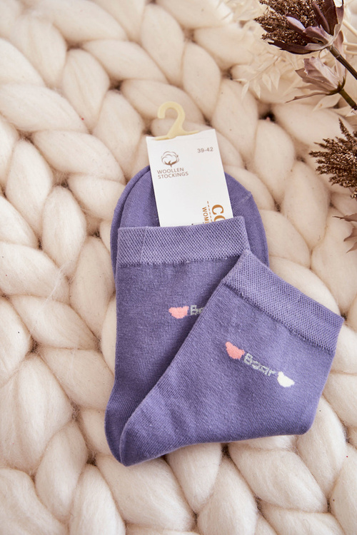 Women's Plain Cotton Cosas Socks Violet