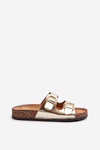 Women's Cork Platform Sandals with Gold Straps Doretta