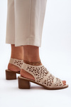 Beige Openwork Sandals with Heels Serapina