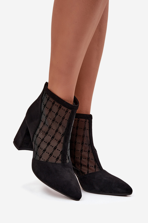 Women's High Heel Ankle Boots with Mesh D A LZ52 944 Black