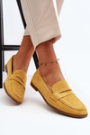 Suede Loafers With Ornament Yellow Eleina 