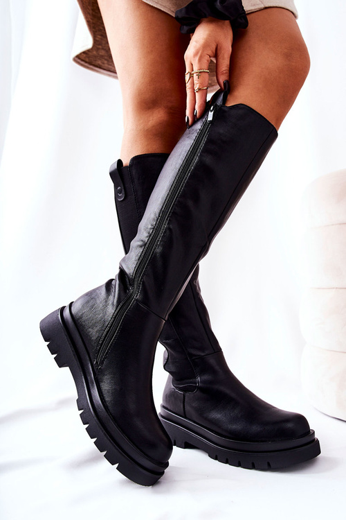 Warmed leather boots Black Panaris