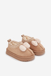 Children's Snow Boots with Embroidery and Bow Beige Daven