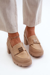 Women's Shoes on Chunky Heel with Decoration Beige Ranunca