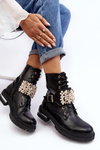 Lined Women's Work Boots Decorated Black Venizi