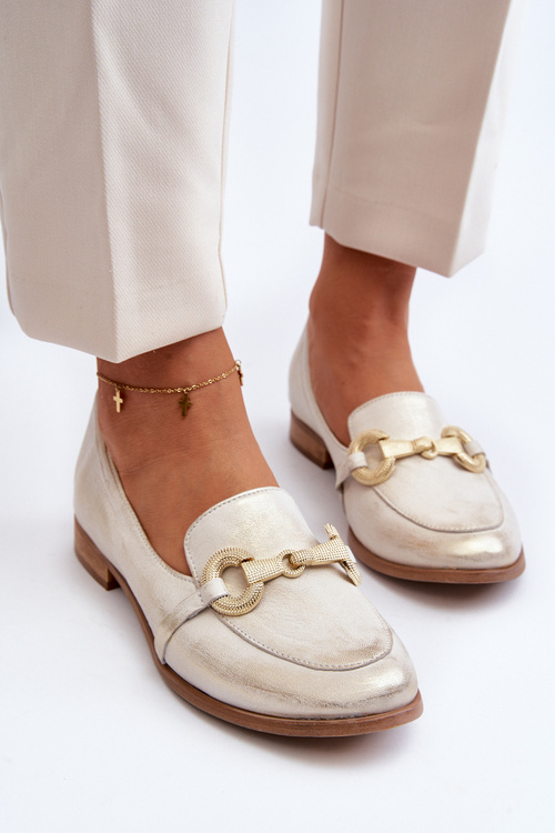 Women's Leather Moccasins with Zazoo 2880 Gold Ornament