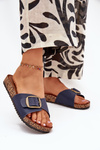 Women's Sandals On Cork Platform With Buckle Blue Vianara
