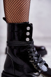 Women's Lacquered Boots Workers With Ornaments Black Gesine