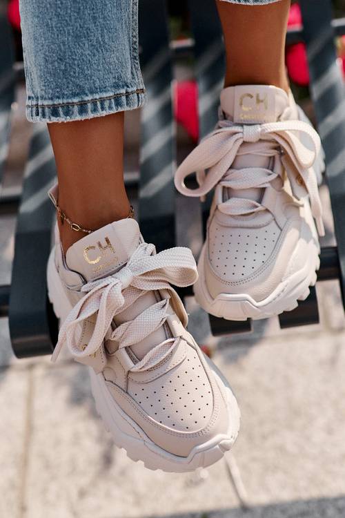 Women's Leather Sneakers Beige CheBello 4583