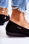 Women's Suede Wedge Loafers Black La Cava