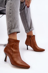 Leather Women's Ankle Boots with Stiletto Heel Maciejka 06301-29 Brown