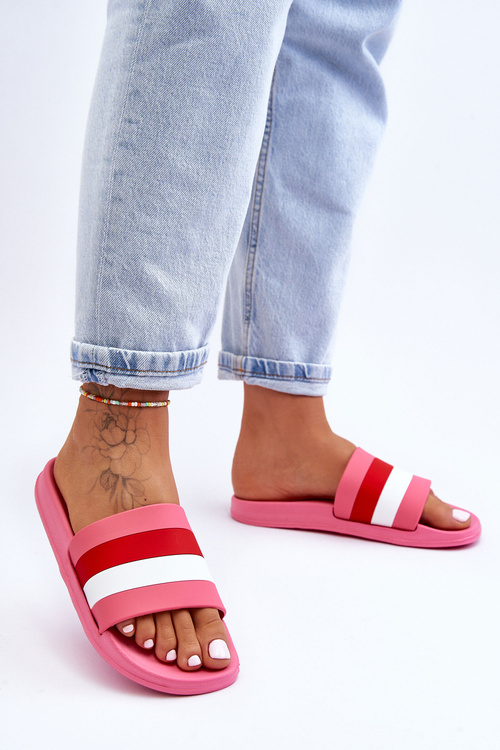 Women's Striped Slippers Dark pink Vision